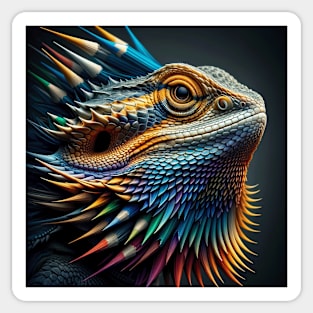 Bearded Dragon Portrait - Multicolored Colored Pencil Spikes Sticker